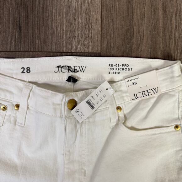 J.Crew 2003 Mid-Rise Kickout Jeans WMNS 28 White Denim Stretchy Button Zip Fly - Picture 4 of 9